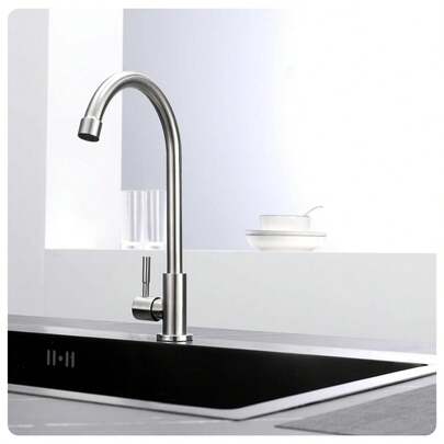 360° Rotating Stainless Steel Faucet - Metal Surface, Water-Saving Design, Easy Installation Without Battery, Suitable For Kitchen, Bathroom, Camper And More Scenarios