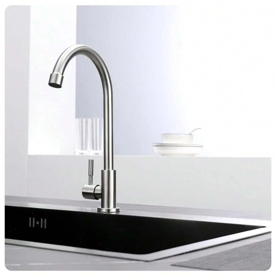 360° Swivel Stainless Steel Faucet - Metal Finished, Water-Saving Design, Easy To Install No Battery, Universal For Kitchen Bathroom RV Multi-Scene Use - Multicolor - View 1