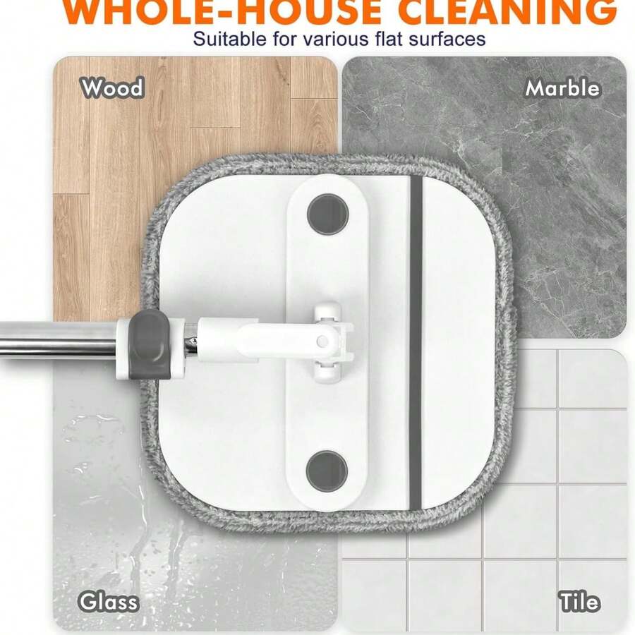 Spin Mop And Bucket Set With Self Separation Dirty And Clean Water System, Self Wringing 360° Rotating Square Mop Head For Home Floors Cleaning (2.0 Mop And Bucket Set (6 Pads) ) - A - Xem 1
