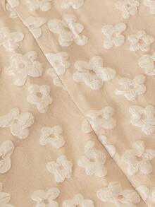 Amyenjoylife 现代菲律宾风女式花卉泡泡袖休闲短袖开衫披肩，菲律宾风格 - 香檳色 - 查看 6