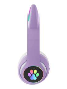 Cat Ear RGB Wireless Gaming Headset For Teens & Kids - Bluetooth 5.3, 40H Playtime, Hi-Fi Sound & Foldable Design With LED Lights. Adorable Cute Headphones Perfect For Gaming, Music, School & As A Gift For Girls And Boys. - Màu tím hoa cà - Xem 10