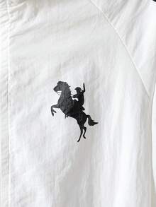 2pcs Boys' Fashionable Casual Striped Collar Jacket And Shorts Set - White - View 4