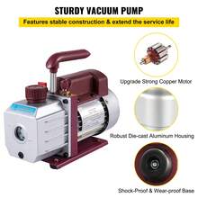 Vacuum Pump 4.5CFM Vacuum Pump HVAC Single-Stage Rotary Vane Vacuum Pump 1/3HP 5PA Ultimate Air Conditioning Refrigerant Vacuum Pump - Red - View 3