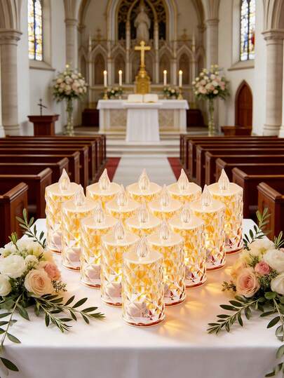 6 chiếc nến pha lê acrylic lớn không lửa, nến điện tử LED chạy bằng pin, nến trà chiếu hình hoa hồng, nến không lửa thích hợp cho đám cưới, Ngày lễ tình nhân, ngày lễ, Ngày của Mẹ, hẹn hò, trang trí nhà cửa, tiệc tùng và trang trí gia đình, chạy bằng pin, trang trí để bàn