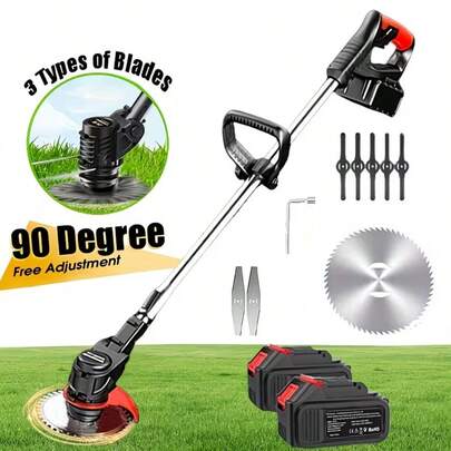 Cortadora de césped portátil de fabricación alemana,Motor sin escobillas herramienta de mantenimiento de jardín y patio, cortadora de césped agrícola, cortadora de césped eléctrica, batería de litio para el hogar, cortadora de césped portátil de alta potencia sin espiral con 2 baterías de repuesto.