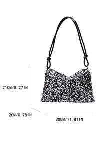 Fashionable Chic Versatile Sequin Underarm Tote Bag, New Luxury High-End Niche Design Large Capacity Shoulder Bag - Silver - View 9