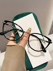1 Pair Of Y2K Style Women's Cat-Eye Glasses - Transparent Lenses, Lightweight PC Frame, With Metal Hinges - Multicolor - View 6
