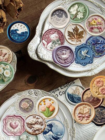 52個 かわいい型押しペイントステッカー PET素材 猫とお花のデザイン スクラップブッキング、ノート、封筒、タブレット、パーティー装飾、スーツケース、ギフトラッピングに最適