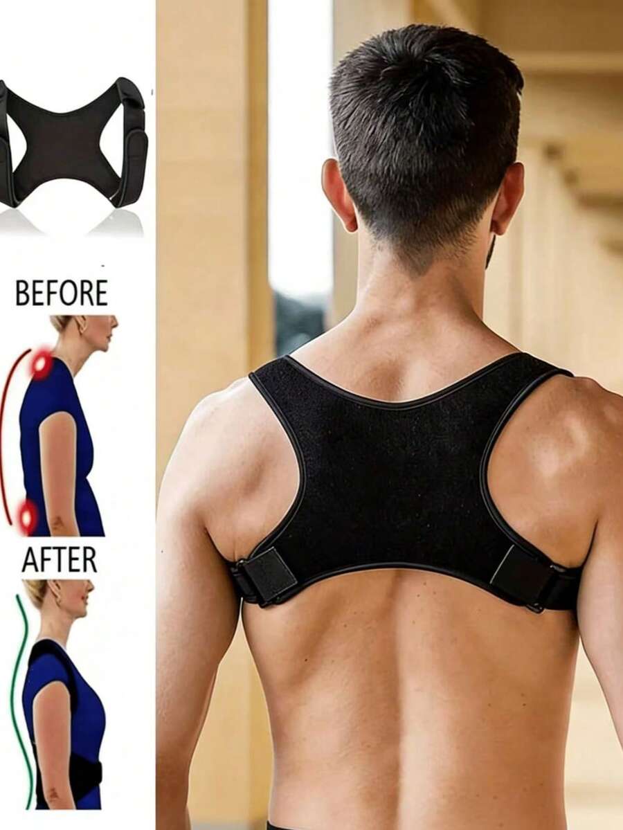 1pc Invisible Posture Corrector Back Support Belt, Posture Corrector, Fixation Strap, Suitable For Adult Men, Sports Outdoor Accessories, Auxiliary Training Tool, Correcting And Preventing Hunchback, Christmas, Thanksgiving, New Year Holiday Gift, Fitness Accessory - Multicolor - View 1