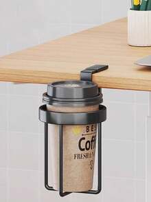 1pc Desk Edge Mounted Cup Holder, Office Desk Top Water Cup Storage Clip Stand, Cup Tray Organizer - A - View 6