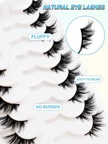 9 Pairs Half Eyelashes 16mm Fluffy Cat Eye Look Tail Elongated Lashes False Lashes Soft And Comfortable Faux Mink Strip False Eyelashes - Black - View 3