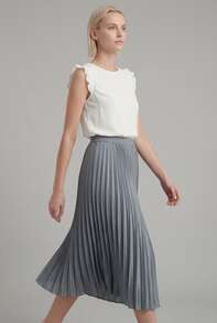 Naf Naf Pleated Midi Skirt Jupes Green PET - Green - View 3