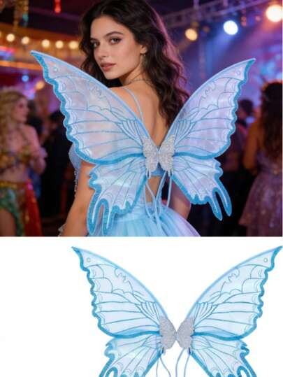 1件装华丽派对成人天使翅膀彩色蝴蝶 - 适用于各种节日派对、嘉年华、仙女蝴蝶翅膀道具