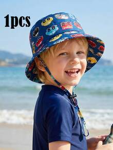 儿童新款汽车印花遮阳帽，可调节抽绳，适合3-8岁男孩，春夏休闲防晒帽 - 1PC - 查看 2