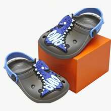 Sandalia Infantil para meninos dinossauro babuche - Cinza - Visão 1