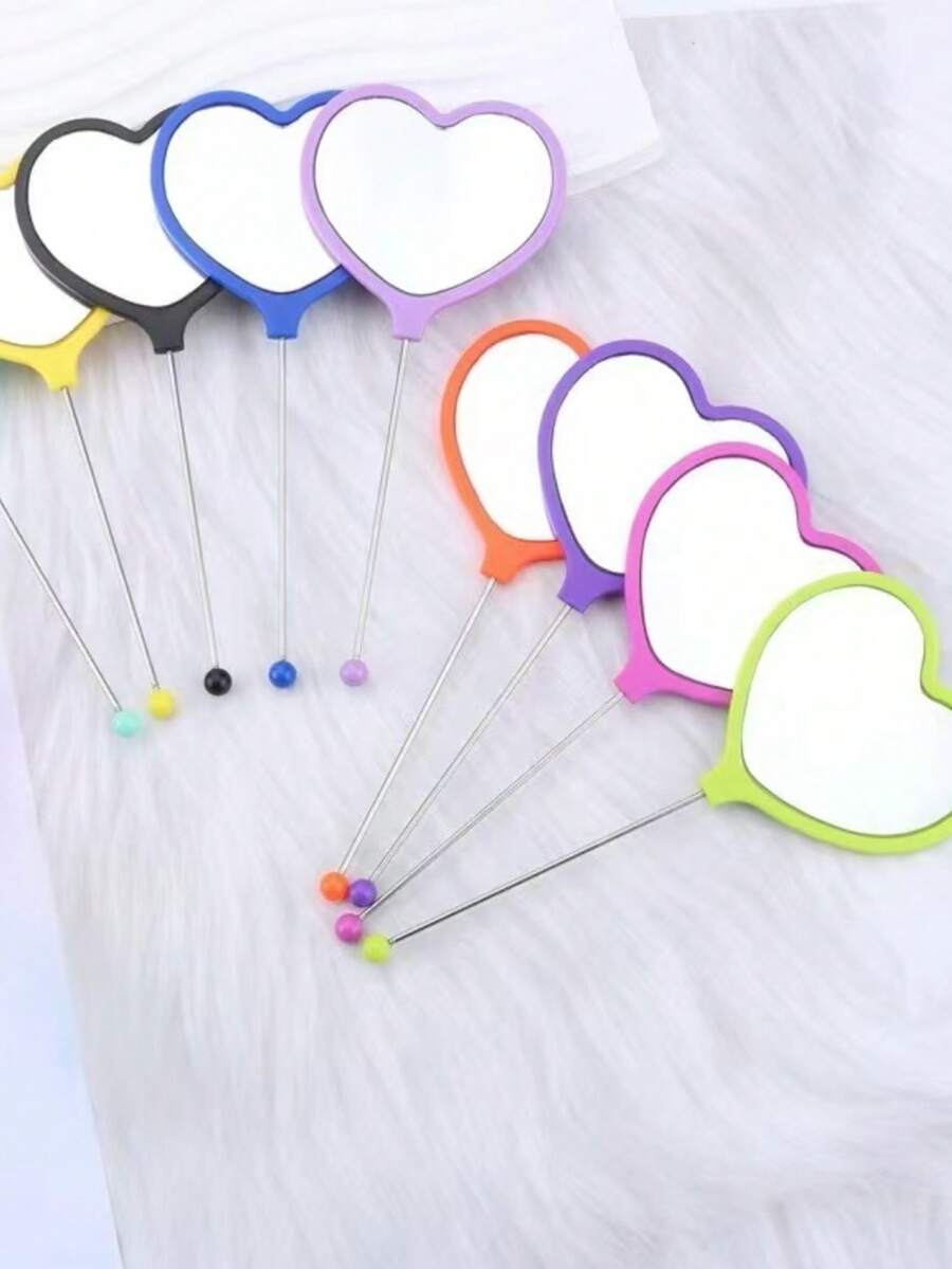 10pcs DIY Handheld Mirrors With Detachable Pearl Rods, Suitable For Jewelry Making, Teens And Adults, Bohemian Home Decor, Party Favors, Art Projects (Multiple Colors Available) - Multicolor - View 1