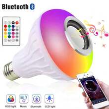 Foco Bocina Bluetooth 12w RGB Bombilla LedInteligente con controlador - luz policromática - Ver 13