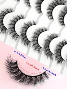 ENCHUW 7 Pairs Lashes With Clear Band Lashes Wispy Cross Eyelash Fake Eyelashes Eyelash Makeup For Daily Wear Faux Mink Lashes - Black - View 2
