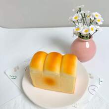 1pc Realistic Bread & Butter Slow Rebound Soft Squeeze Toy, Lifelike Bread Creative Toy, Donut And Toast Slices, Suitable For Display And April Fool's Day Pranks, Realistic Food Toy - Multicolor - View 13