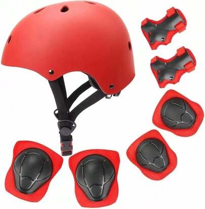 Protecciones Patines para Bicicleta Niños, Ciclismo Rodillo Patinaje Rodilla, Casco, Rodilleras, Coderas, Muñequeras, Juego De Equipo Protector Ajustable, para Monopatín, Ciclismo,Mini Bike Riding,etc