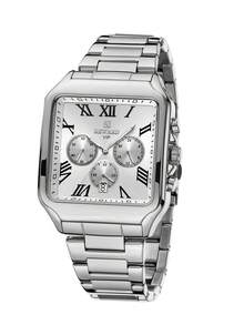 REWARD 男士石英腕表，商务时尚风格，计时码表和日历功能，夜光指针，多功能，高品质礼品，经典设计，不锈钢表带 - 銀色 - 查看 13