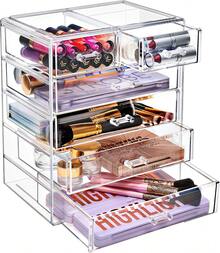 Acrylic Makeup Organizer Set, 6-Drawer Vanity & Countertop Cosmetic Storage With Small & Wide Drawers, Clear Makeup Storage For Brushes, Lipsticks, Jewelry – Holiday Gift For Women & Teens - Clear - View 2