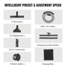 Stainless Steel Wet Dry Shop Vacuum, 8 Gallon 6 Peak Horsepower Wet/Dry Vac, Powerful Suction With Blower Function W/ Attachment 2-In-1 Crevice Nozzle, Small Shop Vac Perfect For Carpet Debris, Pet Hair - 銀色 - 查看 6