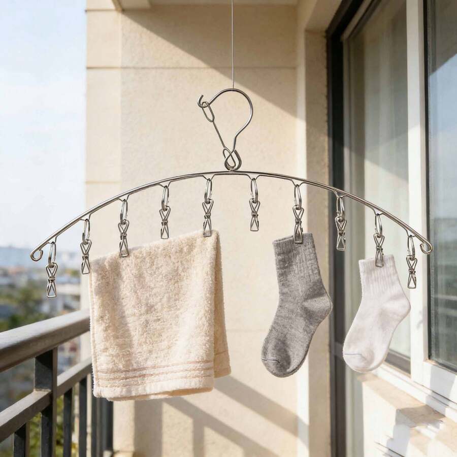 户外阳台多功能不锈钢袜架，防风晾衣架