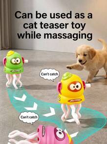 PETSIN Giocattolo a forma di gatto calamaro carino, 2 modalità di movimento, massaggio o gioco, senza batterie, adatto per attività di gatti sia in casa che all'aperto, allevia la noia - Multicolore - Visualizzare 4