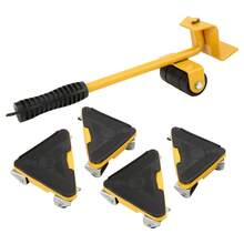 Kit de movimiento portátil con ruedas triangulares omnidireccionales, juego de 5 piezas para transportar muebles pesados - Amarillo - Ver 6