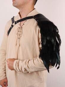 男士黑色PU皮革肩甲和胸甲 | 哥特维京风格LARP和角色扮演 - A - 查看 3