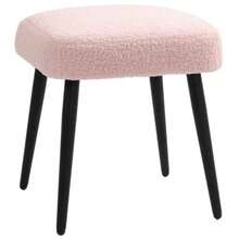 Square Pink Cashmere-Look Stool With Steel Legs, Ideal Footrest For The Living Room And Bedroom. - Pink - View 9