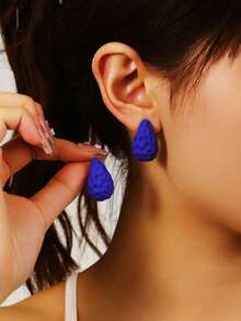 4 Pairs Fashionable Versatile Water Drop Shaped Earrings, Suitable For Daily Wear, Festivals And Parties - Multicolor - View 2