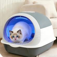 1 hộp vệ sinh cho mèo kín độc đáo, kích thước 53x35x36cm, hình dáng giống mặt mèo, rộng rãi và thoải mái, có nhiều màu sắc để lựa chọn, là nơi vệ sinh lý tưởng cho mèo. Hộp vệ sinh kín này có chức năng khử mùi và khử trùng, ngăn ngừa cát vương vãi, thích hợp sử dụng trong nhà. - Một cỡ - Xem 1