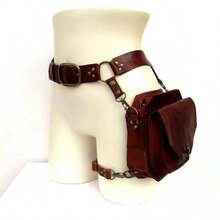Retro-Style PU Square Bag For Women, Crossbody Bag, Waist Bag, Motorcycle-Themed Side Bag, Knight Accessory - 棕色 - 查看 8