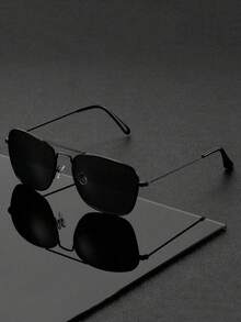 Retro Double Bridge Frame Glasses, Large Frame Flattering Unisex Eyeglasses - Multicolor - View 9