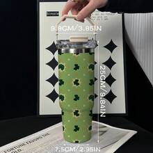 1个/4个装 30盎司不锈钢保温咖啡杯，圣帕特里克节三叶草图案，大容量，带提手，方便携带，适用于咖啡、果汁和茶，情侣礼物，节日或生日礼物，送给家人和朋友 - 彩色 - 查看 8
