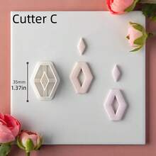 Minimalist Geometric Polymer Clay Cutters Set – Kawaii Teardrop, Oval & Rhombus Shapes, Boho Chic Craft Essentials For DIY Earrings, Modern Jewelry Charms & Unique Gifts - White - View 5