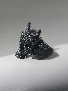 1pc Men's Punk Skull Open Ring - Black - View 2