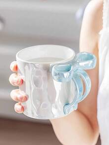 1pc Dreamy Pearl Butterfly Ceramic Mug, Cute Style Coffee Cup, High-Quality Afternoon Tea Gift, Milk Tea Cup, Water Cup, Breakfast Cup, Back To School Ceramic Cup, Reusable, Gift Set, Suitable For Adults, Christmas, Valentine's Day - Multicolor - View 5