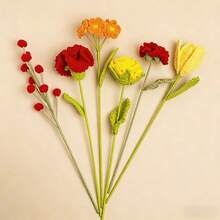 Bó hoa cẩm chướng (1 bó), bó hoa nhân tạo đan thủ công, quà tặng cho Ngày Valentine, Ngày của Mẹ, bó hoa may mắn. - Nhiều màu - Xem 8