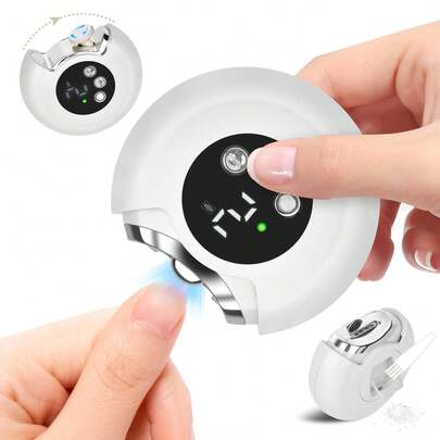 FollowBreak 二合一电动指甲钳/指甲锉，带LED灯，可充电，三档速度可调，配备照明灯和指甲碎屑收集盒，在家即可享受沙龙级美甲体验，适用于指甲护理、修整、抛光和塑形，是馈赠亲朋好友的理想之选。