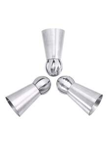 1/3pcs Cake Cream Nozzles, Stainless Steel Icing Piping Nozzles, Suitable For Cakes, Pastries And Cupcakes - Multicolor - View 3