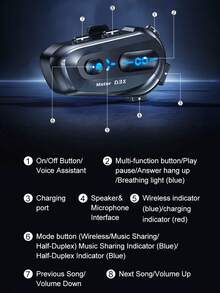 2pcs D3X Motorcycle Bluetooth Helmet Intercom, 1000mAh Large Capacity Battery, Auto Answer Calls, 600m Intercom Range, Charger Not Included - D3X - View 11