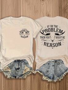 "If I'm The Problem" Funny Math Shirt - Double-Sided Print Cotton Tee | Soft & Comfortable | Mathematician Gift Idea For Couples, Him & Her - Apricot - View 1