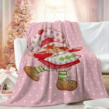 S-Strawberry Pink Shortcake Throw Blanket – Fluffy Plaid Picnic & Camping Blanket, Soft & Cozy Portable Sofa Decor, Downy King Lid Blanket For All-Season Comfort - 照片1 - 查看 3