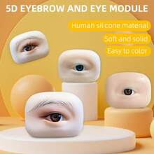 5D 3D Silicone Eyebrow & Eyelash Tattoo Practice Skin, Realistic Embroidered Eyebrows, Eyelash Extension Training Model, Solid Eye Tattoo Practice Skin, Suitable For Beginners And Professional Tattoo Artists - Multicolor - View 2