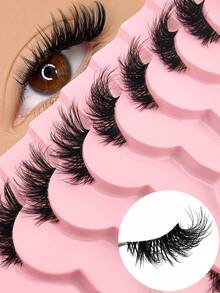 9 Pairs Natural Half-Strip Eyelashes With Transparent Band, Delicate Fluffy Cat Eye Style, Short Natural Accent Lashes, Reusable Eyelash Set (CZ-29) - Half Eyelashes - View 10