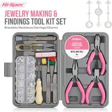 Jewelry Making Supplies Kit For Adults With Findings Accessories Box Set. Pliers & Wires For Handmade Bracelets, Necklaces, Earrings And Charms Arts & Crafts - Pink - View 3