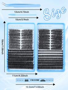 544/608PCS Cluster-Style False Eyelashes, Individual Eyelash Extensions, 10-18mm DIY Eyelash Clusters, Waterproof False Eyelashes, Extremely Dense, Includes Eyelash Glue, Tweezers, 3D Eyelashes, Russian Thick Eyelashes. Suitable For Dramatic, Everyday Makeup, Role-Playing, Complete Looks, And Daily Wear. - Multicolor - View 6